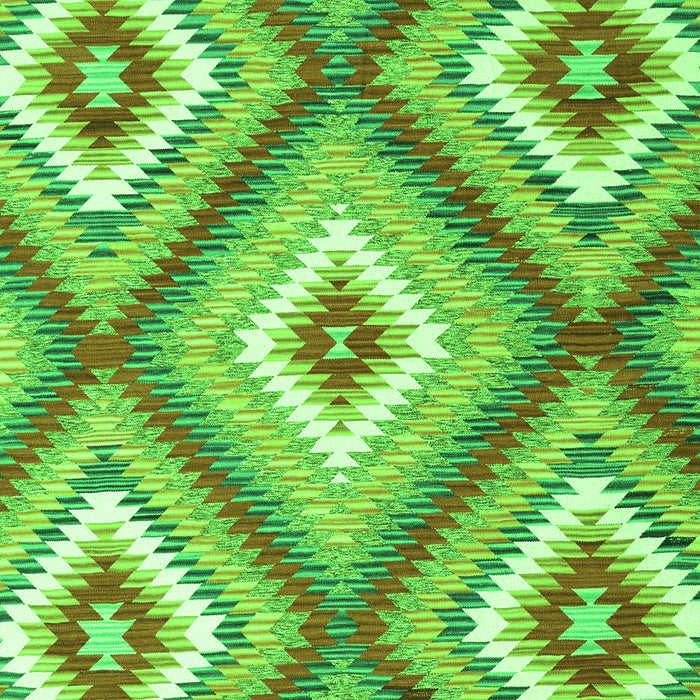 Serging Thickness of Machine Washable Southwestern Green Country Area Rugs, wshcon2065grn