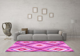Machine Washable Southwestern Pink Country Rug in a Living Room, wshcon2065pnk