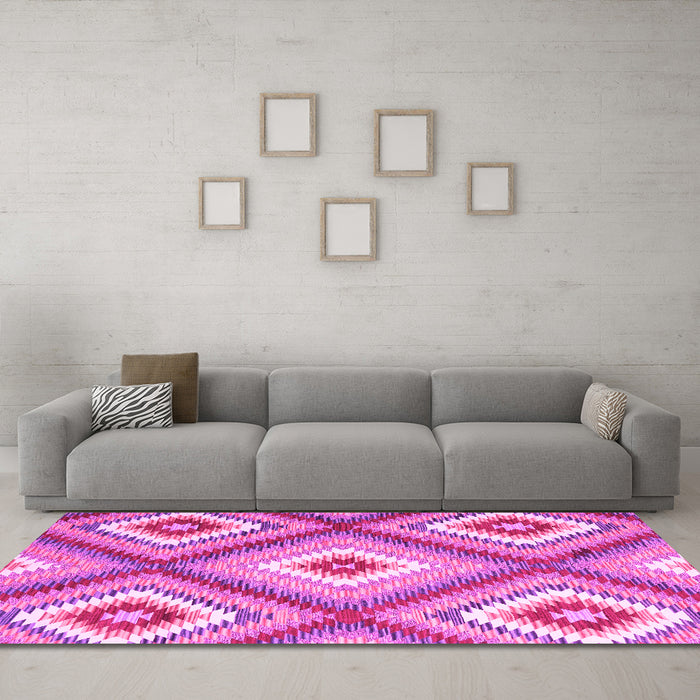 Machine Washable Southwestern Pink Country Rug in a Living Room, wshcon2065pnk