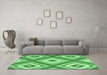 Machine Washable Southwestern Emerald Green Country Area Rugs in a Living Room,, wshcon2065emgrn