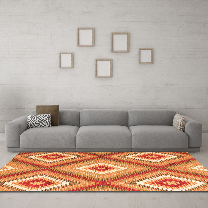 Machine Washable Southwestern Orange Country Area Rugs in a Living Room, wshcon2065org