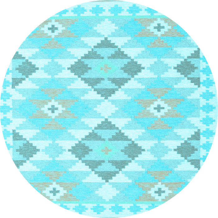 Round Southwestern Light Blue Country Rug, con2066lblu