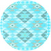 Round Southwestern Light Blue Country Rug, con2066lblu