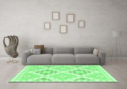 Machine Washable Southwestern Emerald Green Country Area Rugs in a Living Room,, wshcon2066emgrn
