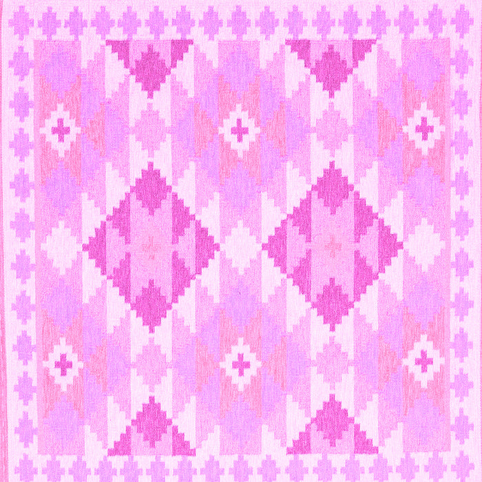 Square Machine Washable Southwestern Pink Country Rug, wshcon2066pnk