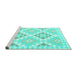 Sideview of Machine Washable Southwestern Turquoise Country Area Rugs, wshcon2066turq