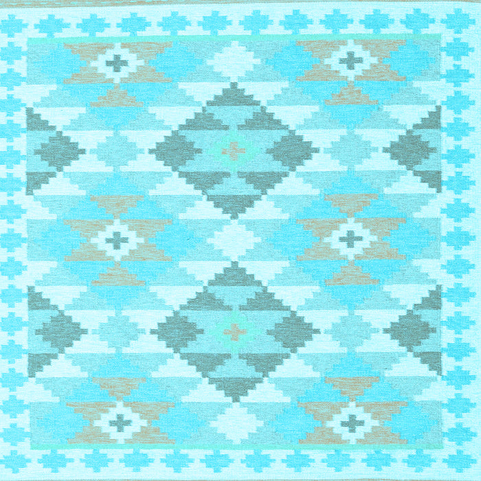 Square Southwestern Light Blue Country Rug, con2066lblu