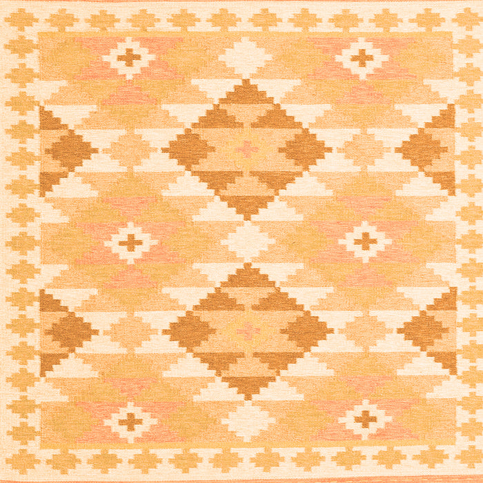 Round Machine Washable Southwestern Orange Country Area Rugs, wshcon2066org