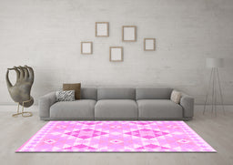 Machine Washable Southwestern Pink Country Rug in a Living Room, wshcon2066pnk