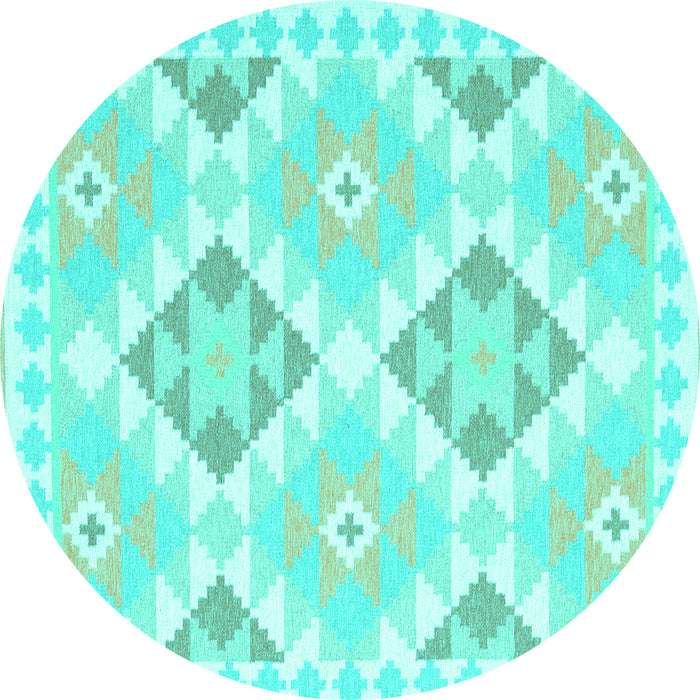 Round Southwestern Turquoise Country Rug, con2066turq