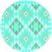 Round Southwestern Turquoise Country Rug, con2066turq