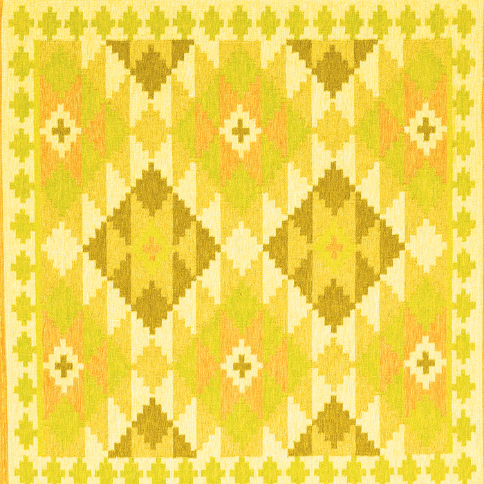 Square Southwestern Yellow Country Rug, con2066yw