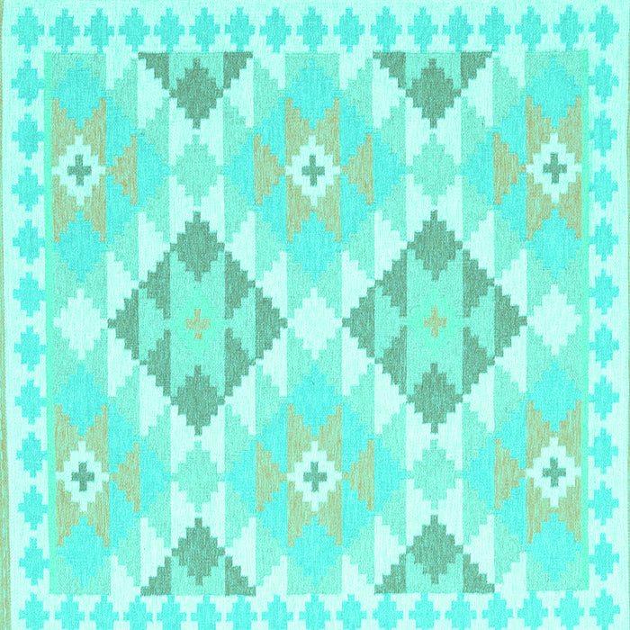Square Southwestern Turquoise Country Rug, con2066turq