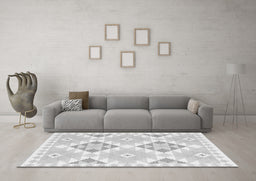 Machine Washable Southwestern Gray Country Rug in a Living Room,, wshcon2066gry