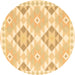 Round Southwestern Brown Country Rug, con2066brn