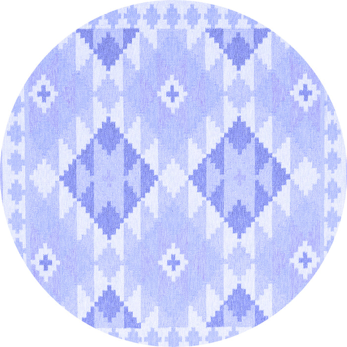 Round Southwestern Blue Country Rug, con2066blu