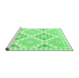 Sideview of Machine Washable Southwestern Emerald Green Country Area Rugs, wshcon2066emgrn