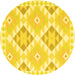 Round Southwestern Yellow Country Rug, con2066yw