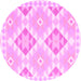 Round Southwestern Pink Country Rug, con2066pnk