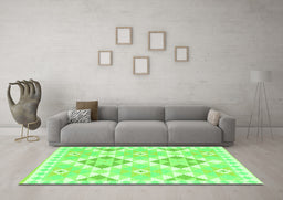Machine Washable Southwestern Green Country Area Rugs in a Living Room,, wshcon2066grn