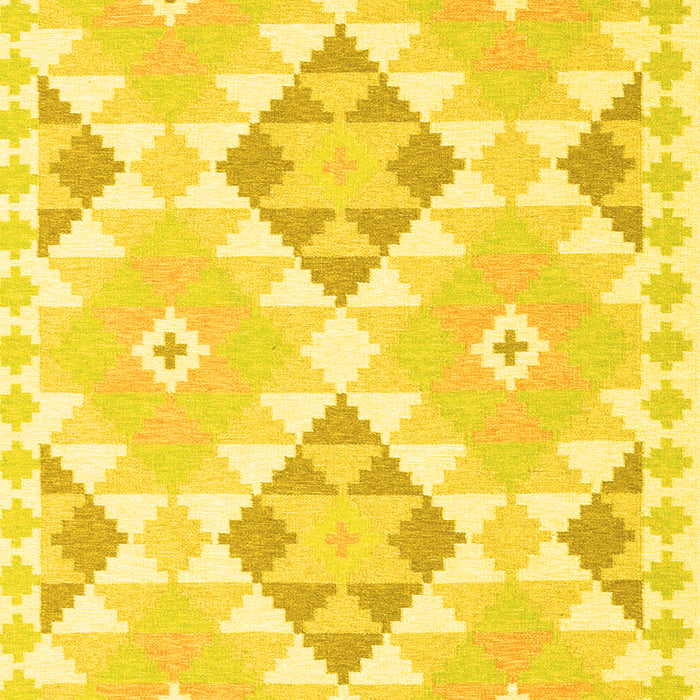 Machine Washable Southwestern Yellow Country Rug, wshcon2066yw