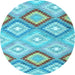 Round Southwestern Light Blue Country Rug, con2067lblu