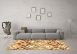 Machine Washable Southwestern Brown Country Rug in a Living Room,, wshcon2067brn