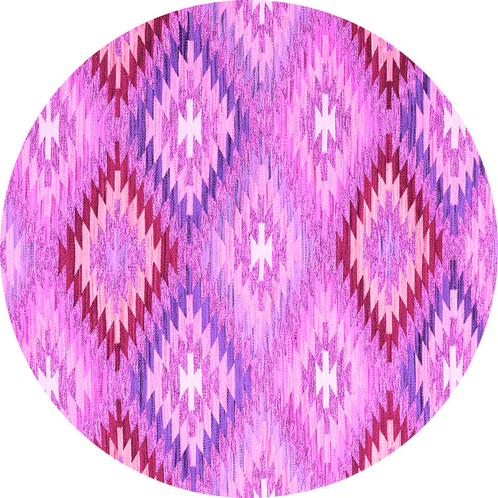 Round Southwestern Pink Country Rug, con2067pnk