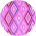 Round Southwestern Pink Country Rug, con2067pnk