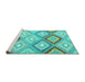 Sideview of Machine Washable Southwestern Turquoise Country Area Rugs, wshcon2067turq