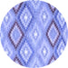 Round Southwestern Blue Country Rug, con2067blu