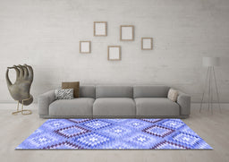 Machine Washable Southwestern Blue Country Rug in a Living Room, wshcon2067blu