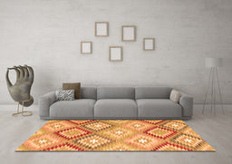 Machine Washable Southwestern Orange Country Area Rugs in a Living Room, wshcon2067org