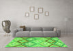 Machine Washable Southwestern Green Country Area Rugs in a Living Room,, wshcon2067grn