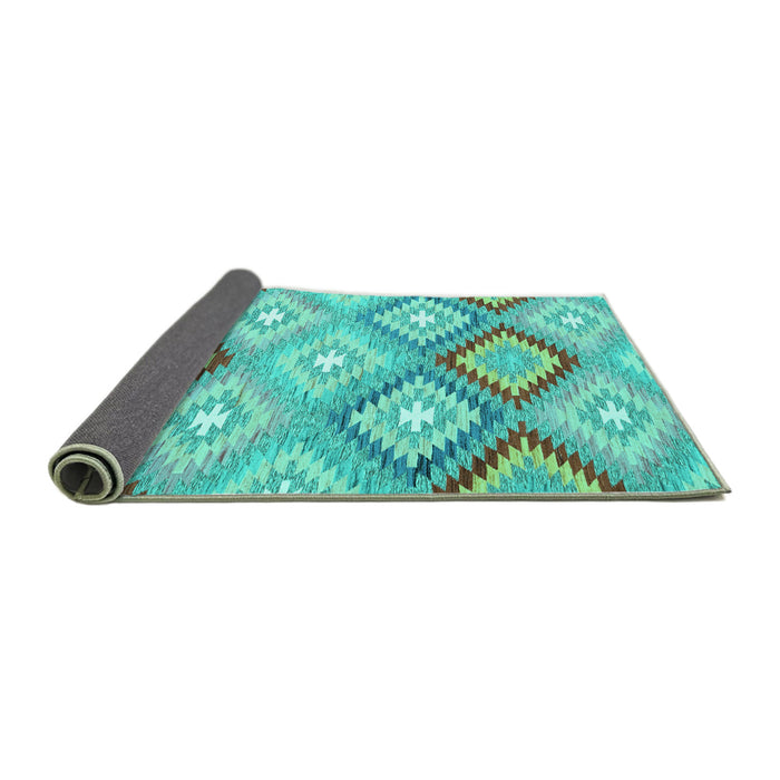 Sideview of Southwestern Turquoise Country Rug, con2067turq