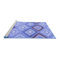 Sideview of Machine Washable Southwestern Blue Country Rug, wshcon2067blu
