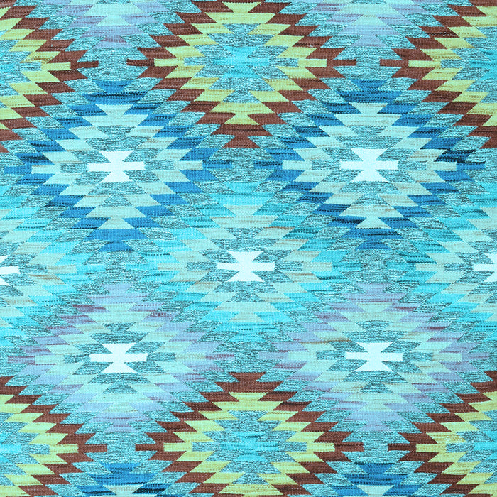 Machine Washable Southwestern Light Blue Country Rug, wshcon2067lblu