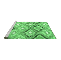 Sideview of Machine Washable Southwestern Emerald Green Country Area Rugs, wshcon2067emgrn