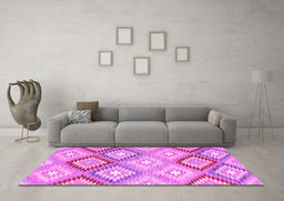 Machine Washable Southwestern Pink Country Rug in a Living Room, wshcon2067pnk
