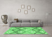 Machine Washable Southwestern Emerald Green Country Area Rugs in a Living Room,, wshcon2067emgrn