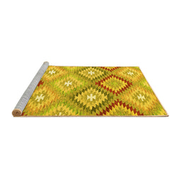 Sideview of Machine Washable Southwestern Yellow Country Rug, wshcon2067yw