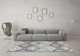 Machine Washable Southwestern Gray Country Rug in a Living Room,, wshcon2067gry