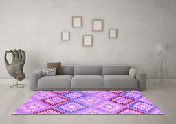 Machine Washable Southwestern Purple Country Area Rugs in a Living Room, wshcon2067pur
