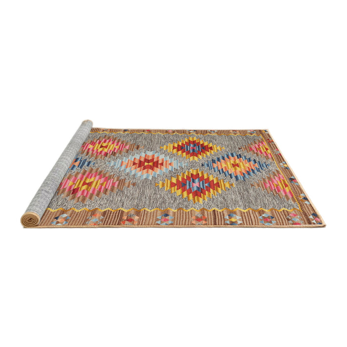 Serging Thickness of Machine Washable Contemporary Chestnut Red Rug, wshcon2068