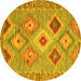 Round Southwestern Yellow Country Rug, con2068yw