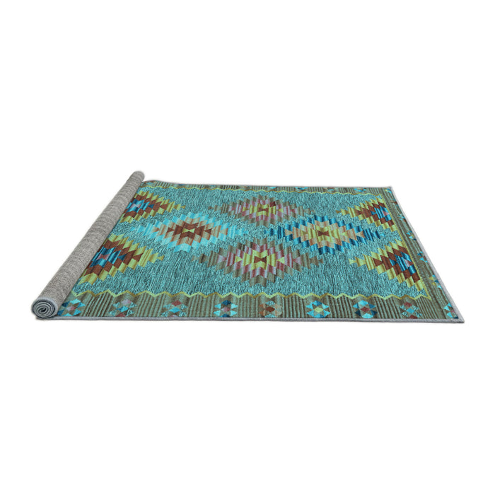 Sideview of Machine Washable Southwestern Light Blue Country Rug, wshcon2068lblu