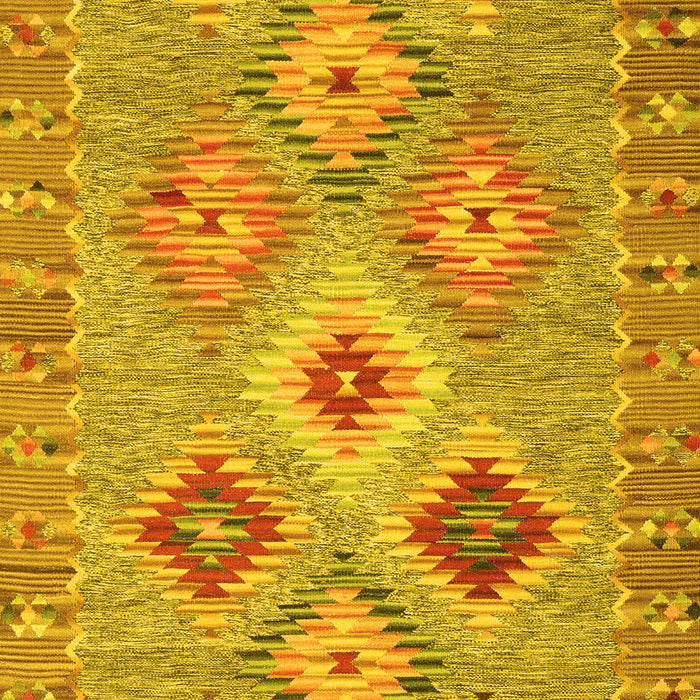 Machine Washable Southwestern Yellow Country Rug, wshcon2068yw