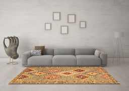 Machine Washable Southwestern Brown Country Rug in a Living Room,, wshcon2068brn