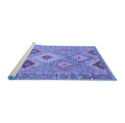 Sideview of Machine Washable Southwestern Blue Country Rug, wshcon2068blu