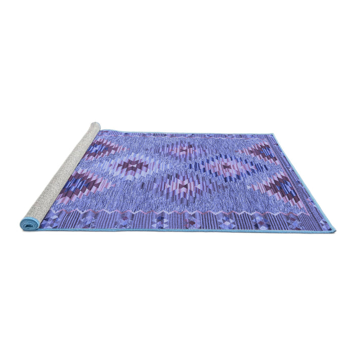 Sideview of Machine Washable Southwestern Blue Country Rug, wshcon2068blu